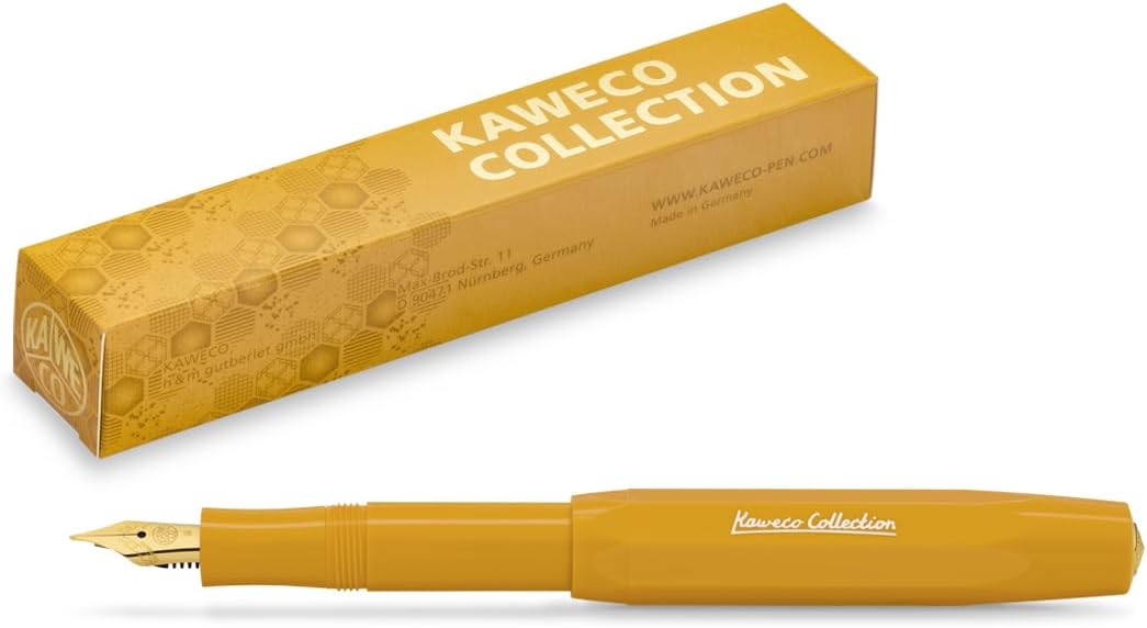 Kaweco COLLECTION Fountain Pen Honey I Premium Fountain Pen with Steel Nib for Ink Cartridges in Yellow I Exclusive Pen 13 cm I Nib: F (Fine)