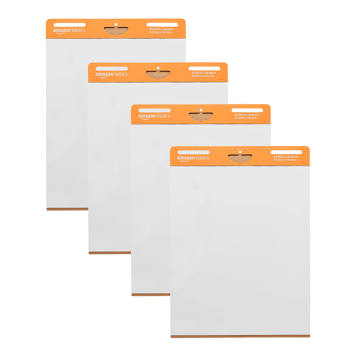Amazon Basics Sticky Easel Pads for Presentations, Whiteboard-Compatible, 25 x 30 Inch, Rectangular, White, 4-Pack
