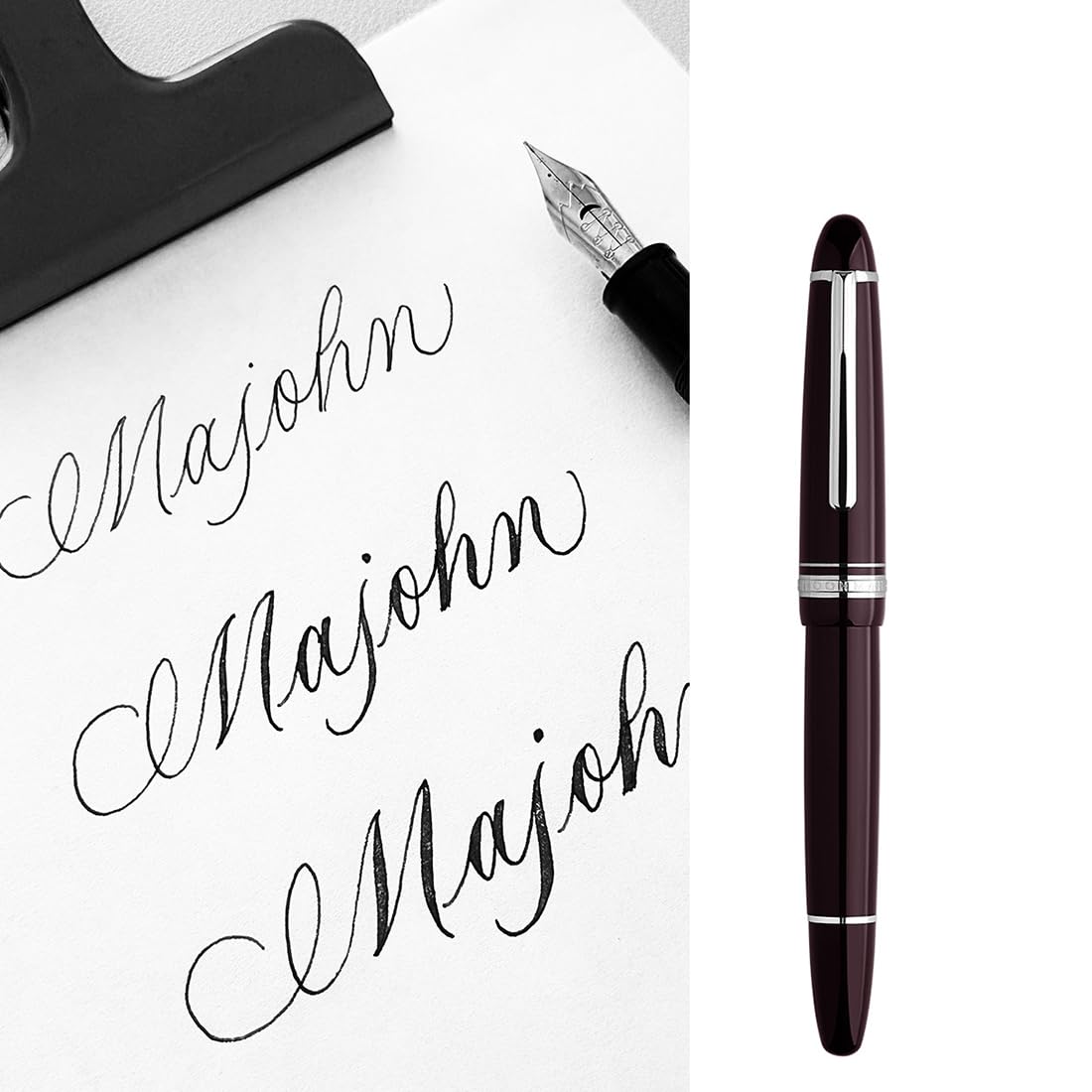 erofa Majohn P136 Piston Fountain Pen Flex Nib, Wine Red Resin Flexible Writing Pen Set