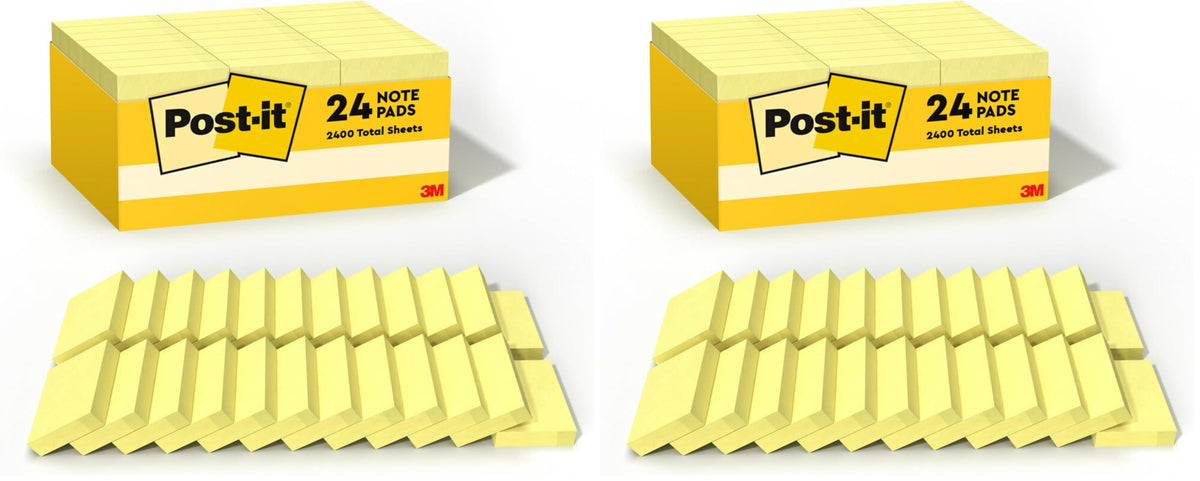 Post-it Notes, 1.38 x 1.88 in, The Iconic Canary Yellow Note, 24 Pads