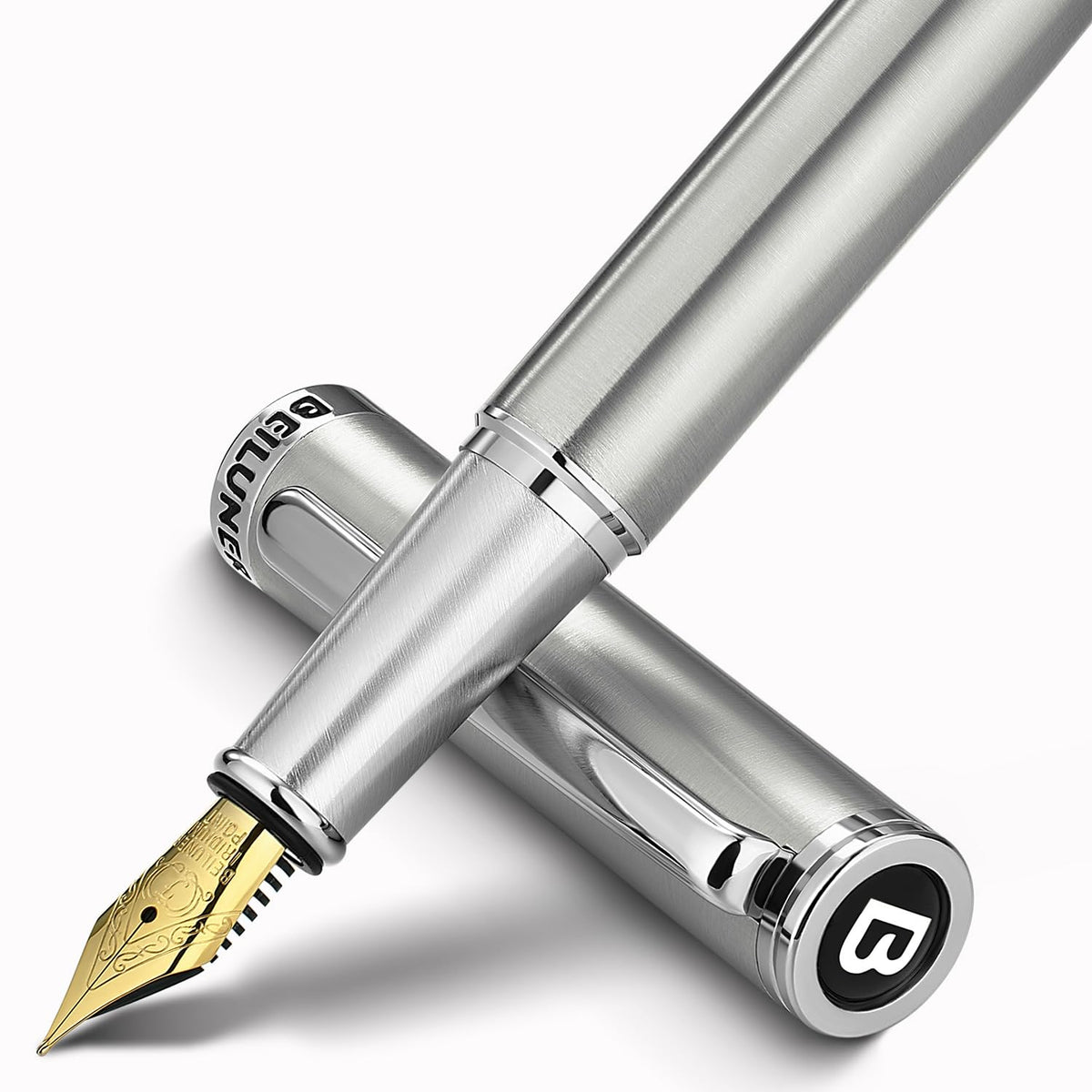 BEILUNER Luxury Fountain Pen Set,Solid 24K Gilded(Medium)-Charming Blue