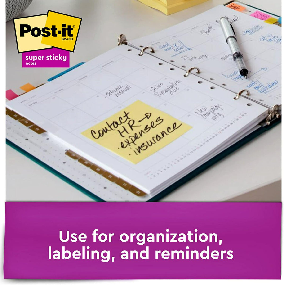 Post-it Super Sticky Notes, 12 Sticky Note Pads, 3 x 3 in., School Supplies, Office Products, Sticky Notes for Vertical Surfaces, Monitors, Walls and Windows, Canary Yellow