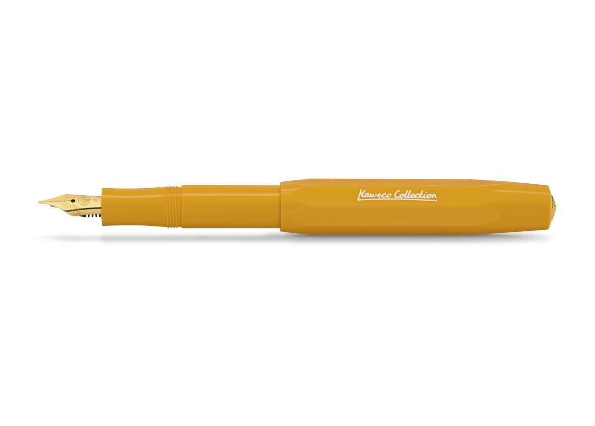 Kaweco COLLECTION Fountain Pen Honey I Premium Fountain Pen with Steel Nib for Ink Cartridges in Yellow I Exclusive Pen 13 cm I Nib: F (Fine)