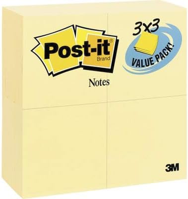 Post-it Notes, 3 x 3 in, The Iconic Canary Yellow Note, 24 Pads