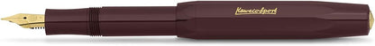 Kaweco CLASSIC SPORT Fountain Pen Bordeaux with 23 Carat Gold-Plated Steel Nib and Iridium Tip for Ink Cartridges I Sport Fountain Pen 13 cm I Nib: M (Medium)
