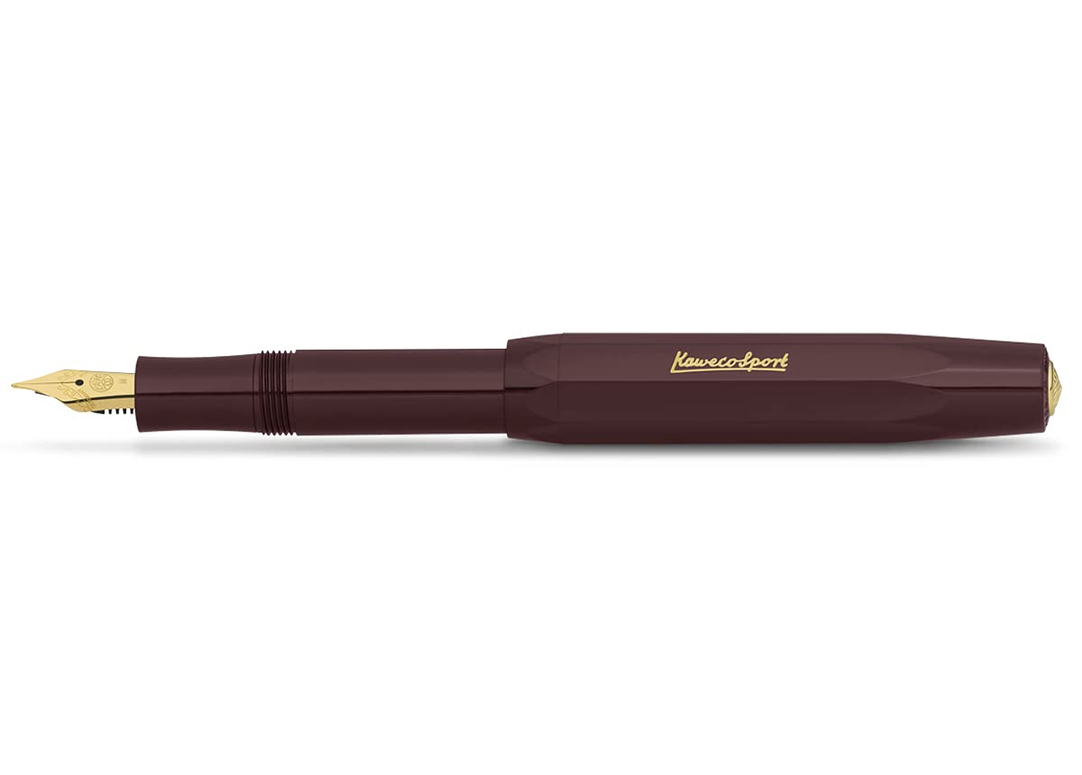 Kaweco CLASSIC SPORT Fountain Pen Green with 23 Carat Gold-Plated Steel Nib and Iridium Tip for Ink Cartridges I Sport Fountain Pen 13 cm I Nib: F (Fine)
