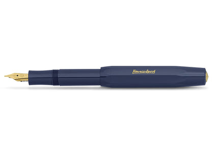 Kaweco CLASSIC SPORT Fountain Pen Black with 23 Carat Gold-Plated Steel Nib and Iridium Tip for Ink Cartridges I Sport Fountain Pen 13 cm I Nib: M (Medium)