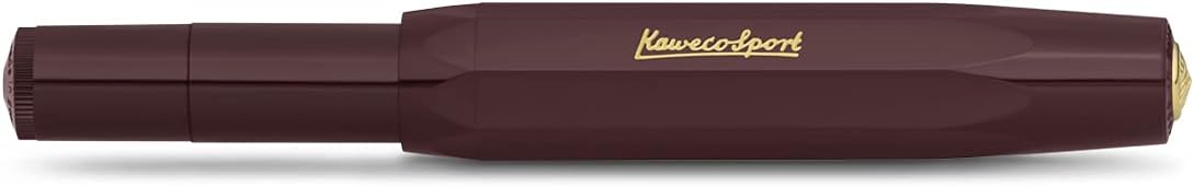 Kaweco CLASSIC SPORT Fountain Pen Bordeaux with 23 Carat Gold-Plated Steel Nib and Iridium Tip for Ink Cartridges I Sport Fountain Pen 13 cm I Nib: M (Medium)