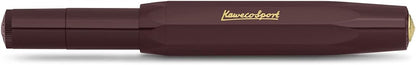 Kaweco CLASSIC SPORT Fountain Pen Bordeaux with 23 Carat Gold-Plated Steel Nib and Iridium Tip for Ink Cartridges I Sport Fountain Pen 13 cm I Nib: M (Medium)