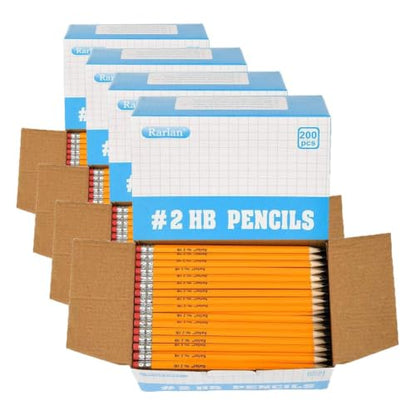 Rarlan Wood-Cased #2 HB Pencils, Pre-sharpened, 200 Count Bulk Pack