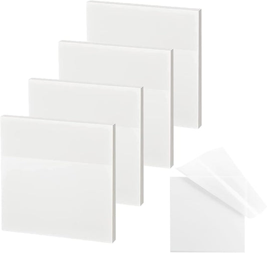 Transparent Sticky Notes - 3x3 inch Clear Sticky Notes Waterproof Self-Adhesive Translucent Sticky Note Pads for Books Annotation, See Through Sticky Note (200 Sheets)