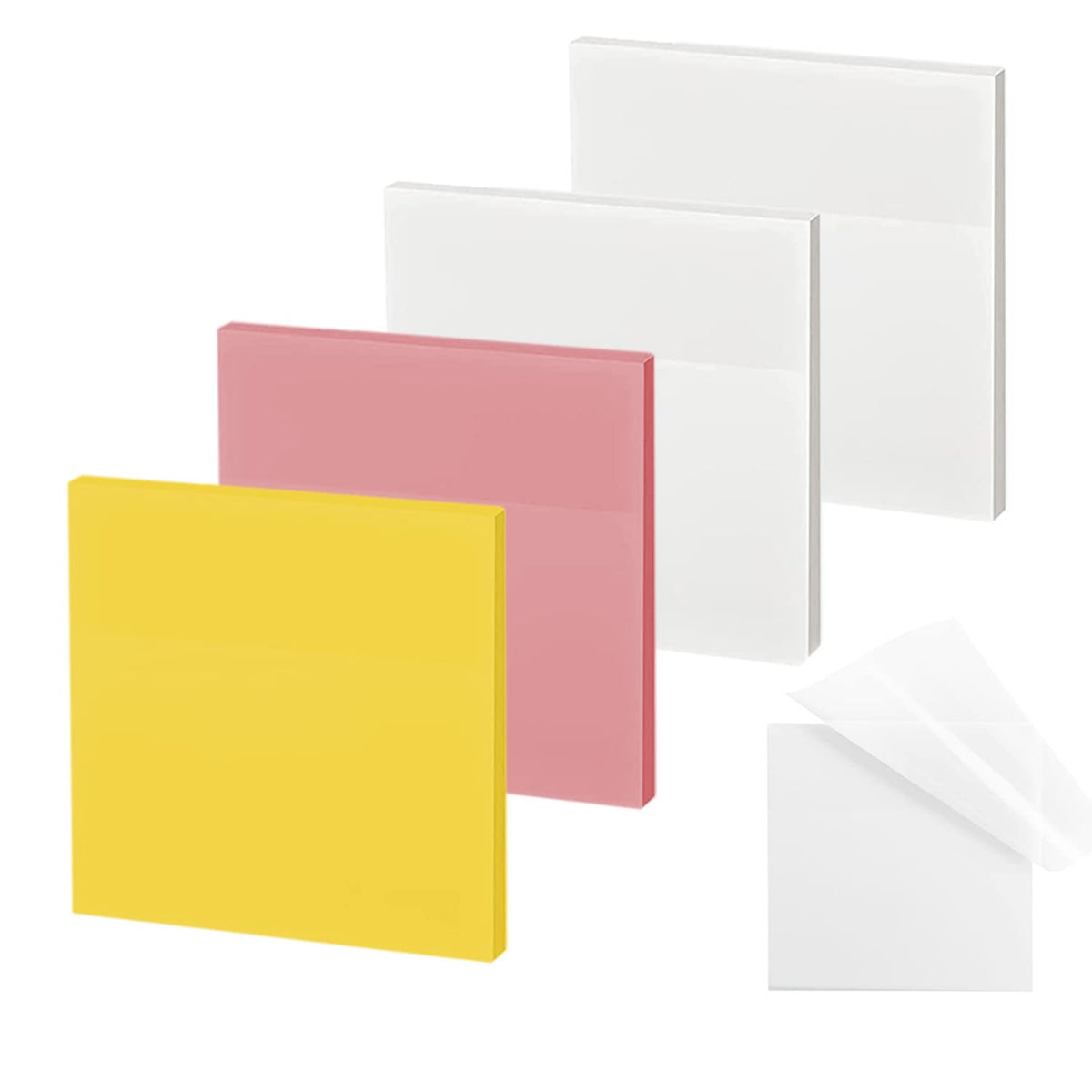 Transparent Sticky Notes - 3x3 inch Clear Sticky Notes Waterproof Self-Adhesive Translucent Sticky Note Pads for Books Annotation, See Through Sticky Note (200 Sheets)