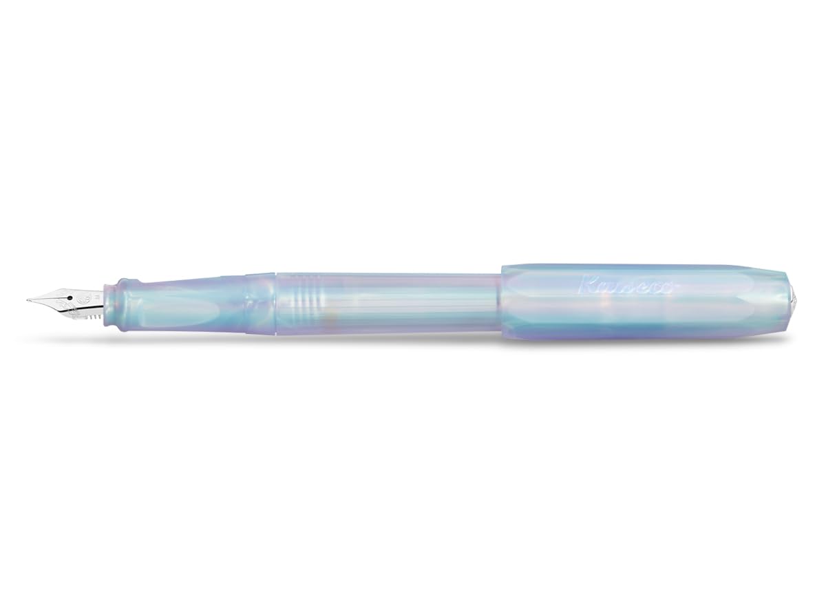 Kaweco PERKEO Fountain Pen Iridescent Pearl I Premium School Fountain Pen for Ink Cartridges I Beginner Reservoir Pen for Supported Writing 15.5 cm I Nib: F (Fine)