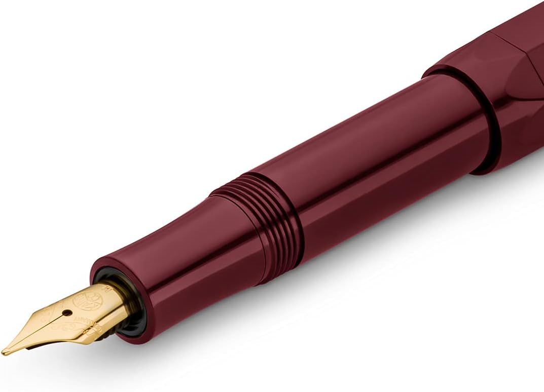 Kaweco CLASSIC SPORT Fountain Pen Bordeaux with 23 Carat Gold-Plated Steel Nib and Iridium Tip for Ink Cartridges I Sport Fountain Pen 13 cm I Nib: M (Medium)