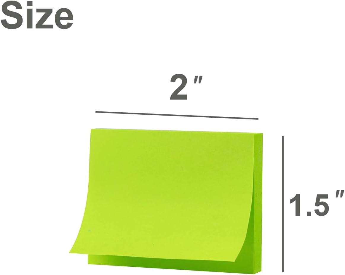 (50 Pads) Sticky Notes 1.5x2, 10 Colors Self Sticky Notes, Sticky Pads
