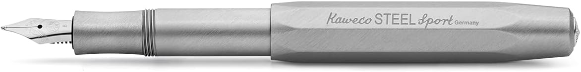 Kaweco STEEL SPORT Fountain Pen I Exclusive Reservoir Pen for Ink Cartridges Including Retro Metal Box I Writing Instrument Pen 13 cm I Nib: EF (Extra Fine)