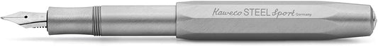 Kaweco STEEL SPORT Fountain Pen I Exclusive Reservoir Pen for Ink Cartridges Including Retro Metal Box I Writing Instrument Pen 13 cm I Nib: EF (Extra Fine)