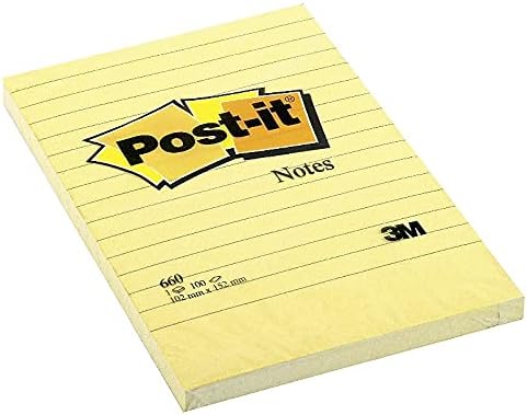 Post-it Super Sticky Lined Notes, 5 Sticky Note Pads, 4 x 6 in., School Supplies for Students, Ideal for Textbooks, Notebooks, Walls and Vertical Surfaces, Canary Yellow