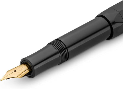 Kaweco CLASSIC SPORT Fountain Pen Black with 23 Carat Gold-Plated Steel Nib and Iridium Tip for Ink Cartridges I Sport Fountain Pen 13 cm I Nib: M (Medium)