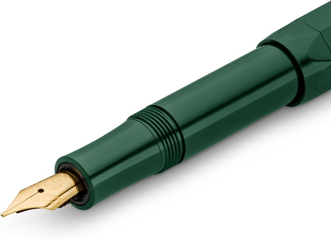 Kaweco CLASSIC SPORT Fountain Pen Green with 23 Carat Gold-Plated Steel Nib and Iridium Tip for Ink Cartridges I Sport Fountain Pen 13 cm I Nib: F (Fine)