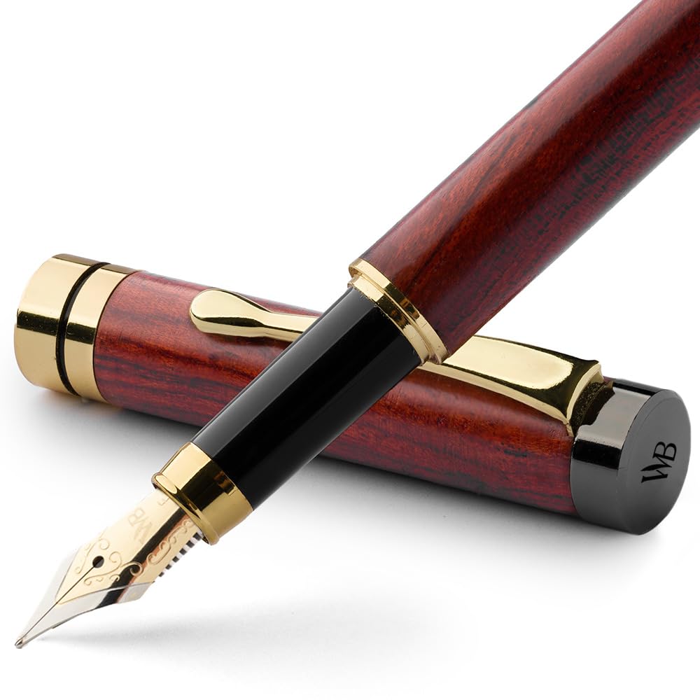 Wordsworth & Black Bamboo Wood Fountain Pen Set for Writing, Medium Nib