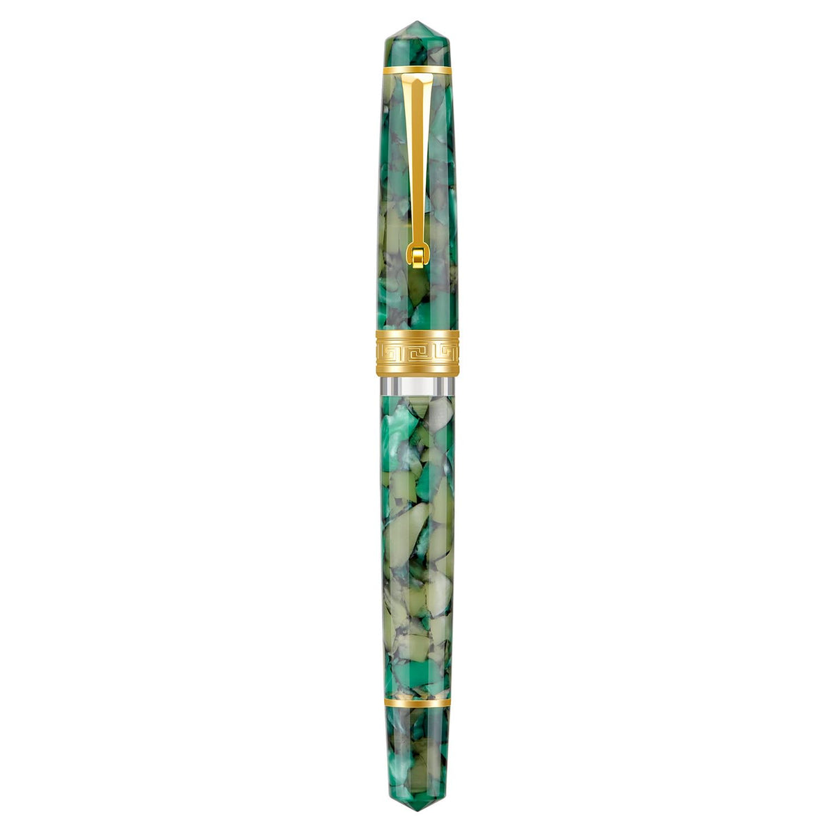Asvine P20 Piston Fountain Pen Amber Resin, Iridium Extra Fine Nib Gold Trim Smooth Writer Collection with Case Set