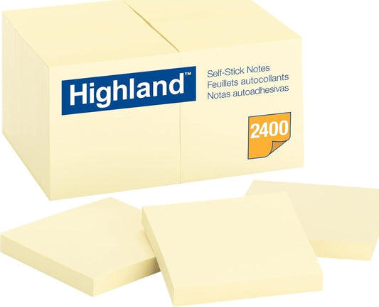 Highland Sticky Notes, 3 x 3 Inches, Yellow, 24 Pack (6549-24)