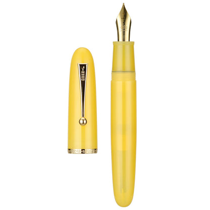 Jinhao 9019 DaDao Series Fountain Pen, Size 8 Medium Cardiogram Nib with Large Ink Converter, Transparent Olive Green Acrylic Design Smooth Writing Pen (Gold Trim)