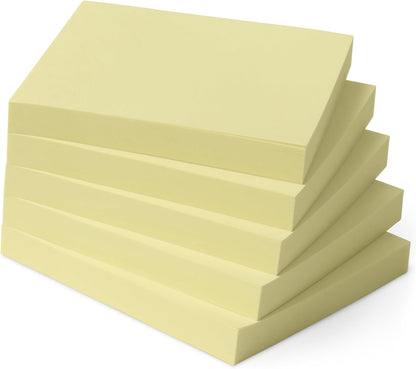 Amazon Basics Square Sticky Notes, Self-Stick Pads, 3 x 3 inches, Yellow, 5-Pack, 100 Sheets per Pad