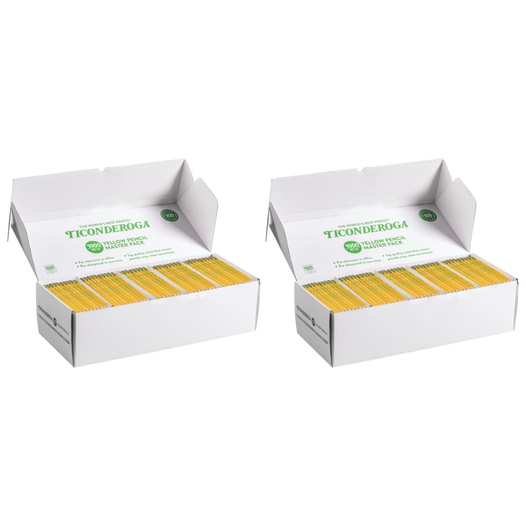 Ticonderoga Wood-Cased Pencils, Pre-Sharpened, 2 HB Soft, Yellow, 72 Count