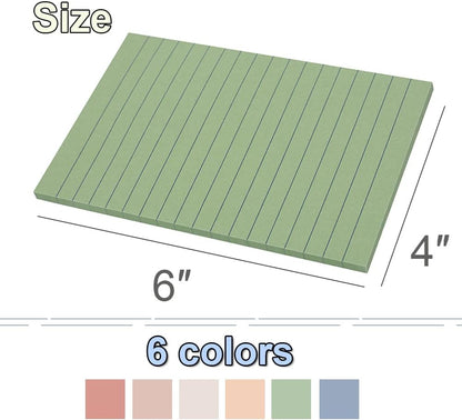 (12 Pack) Lined Sticky Notes 4x6 in,Vintage Large Notepads with Lines