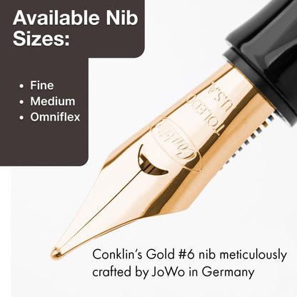 Conklin Duragraph Fountain Pen Ice Blue - 14K Omniflex Solid Gold Nib - Cool Blue Elegance & Superior Writing Performance - Ideal for Professionals