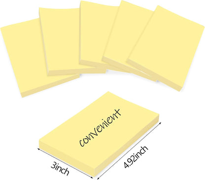 12 Pads Sticky Notes Large, 3 x 5'' Self-Stick Note Pads Recyclable,100 Sheets/Pad Super Sticking Power 76x127mm,1200 Sheets Clean Removal Notepads, Easy to Post for Note Taking,to Do Lists(Yellow)
