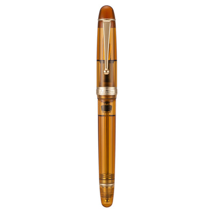 Asvine V126 Vacuum Filling Fountain Pen Fine Point, Brown Swirl Transparent Acrylic Pen Gift Case