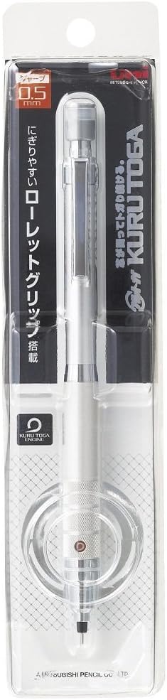 Uni Kuru Toga Roulette Model Auto Lead Rotation 0.5mm Mechanical Pencil, Silver Body (M510171P.26)