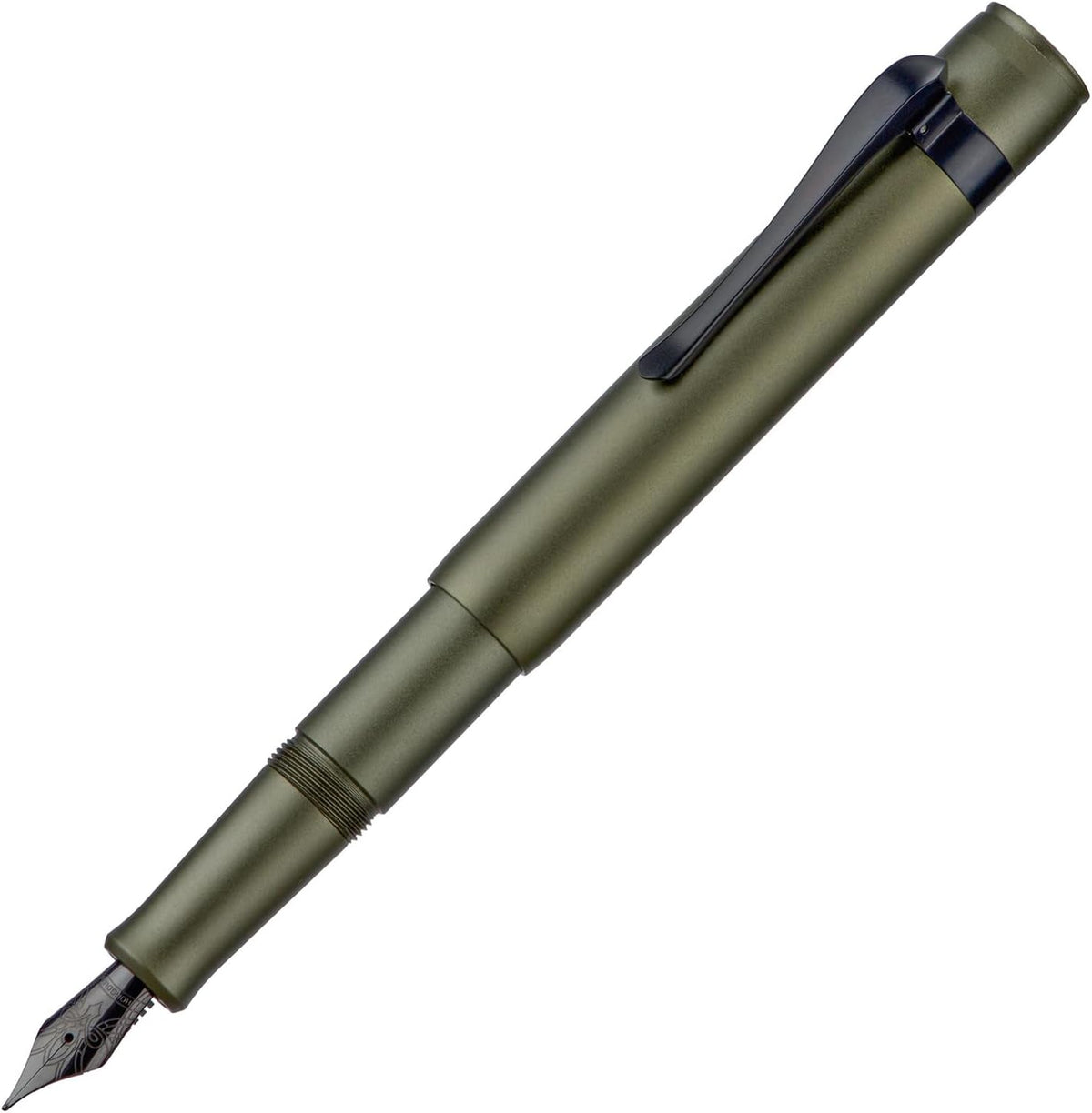HONG DIAN M2 Black Forest Mini Fountain Pen, Extra Fine Soft Nib & Sleek Shape Aluminium Short Pocket Travel Pen (Army Green)