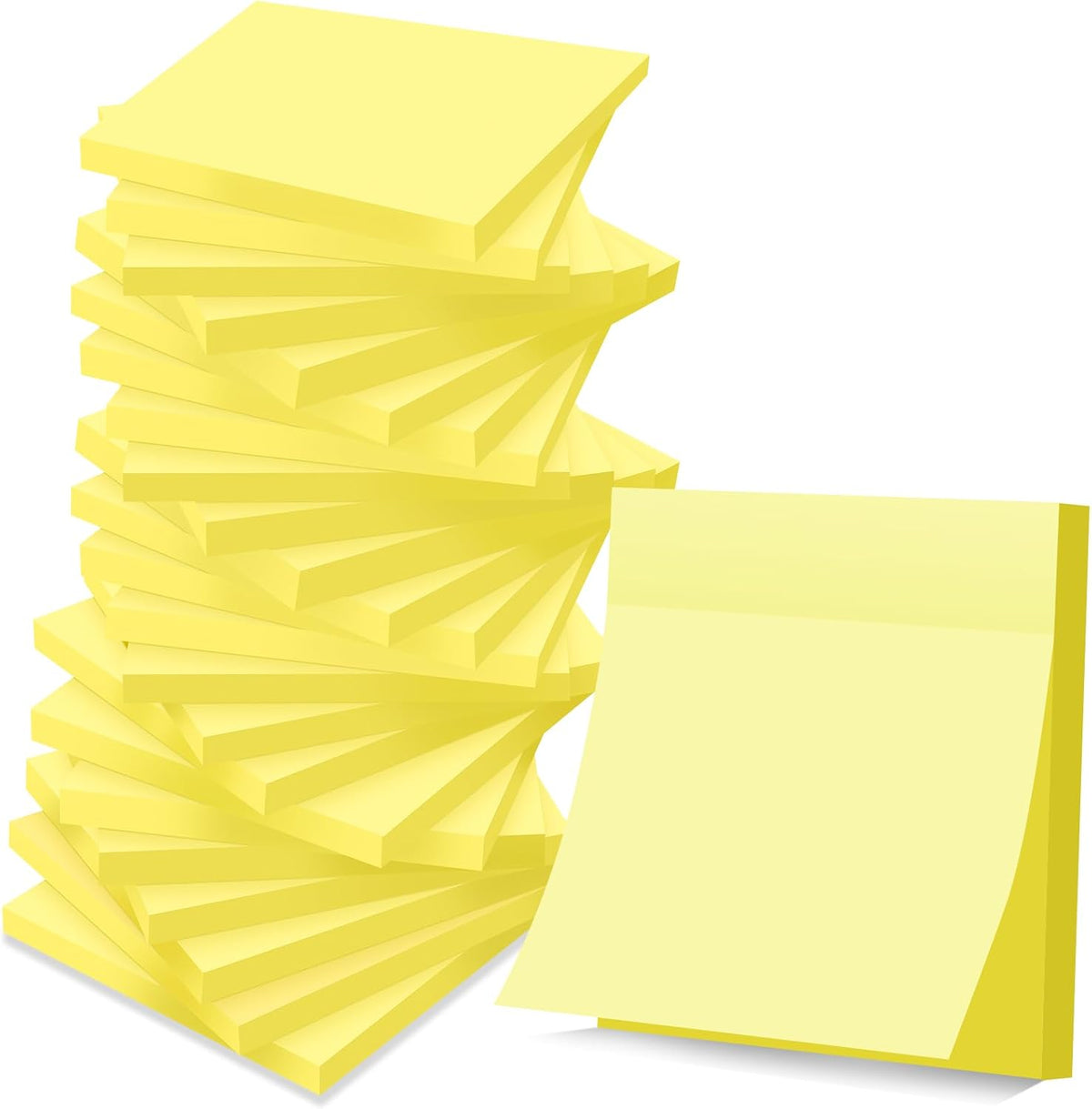 (24 Pads) Sticky Notes 3x3 in Yellow, Clean Removal, Recyclable
