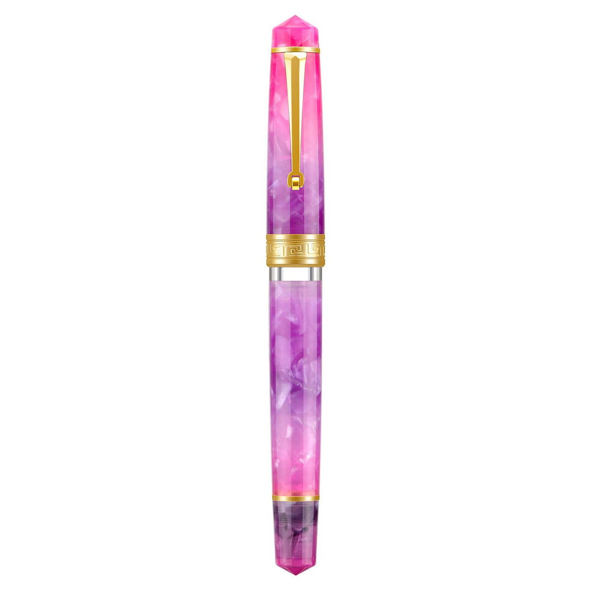 Asvine P20 Piston Fountain Pen Amber Resin, Iridium Extra Fine Nib Gold Trim Smooth Writer Collection with Case Set