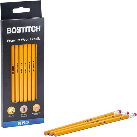 Bostitch Premium #2 Pencils, Premium Wood, Unsharpened, HB Graphite, 10-Pack