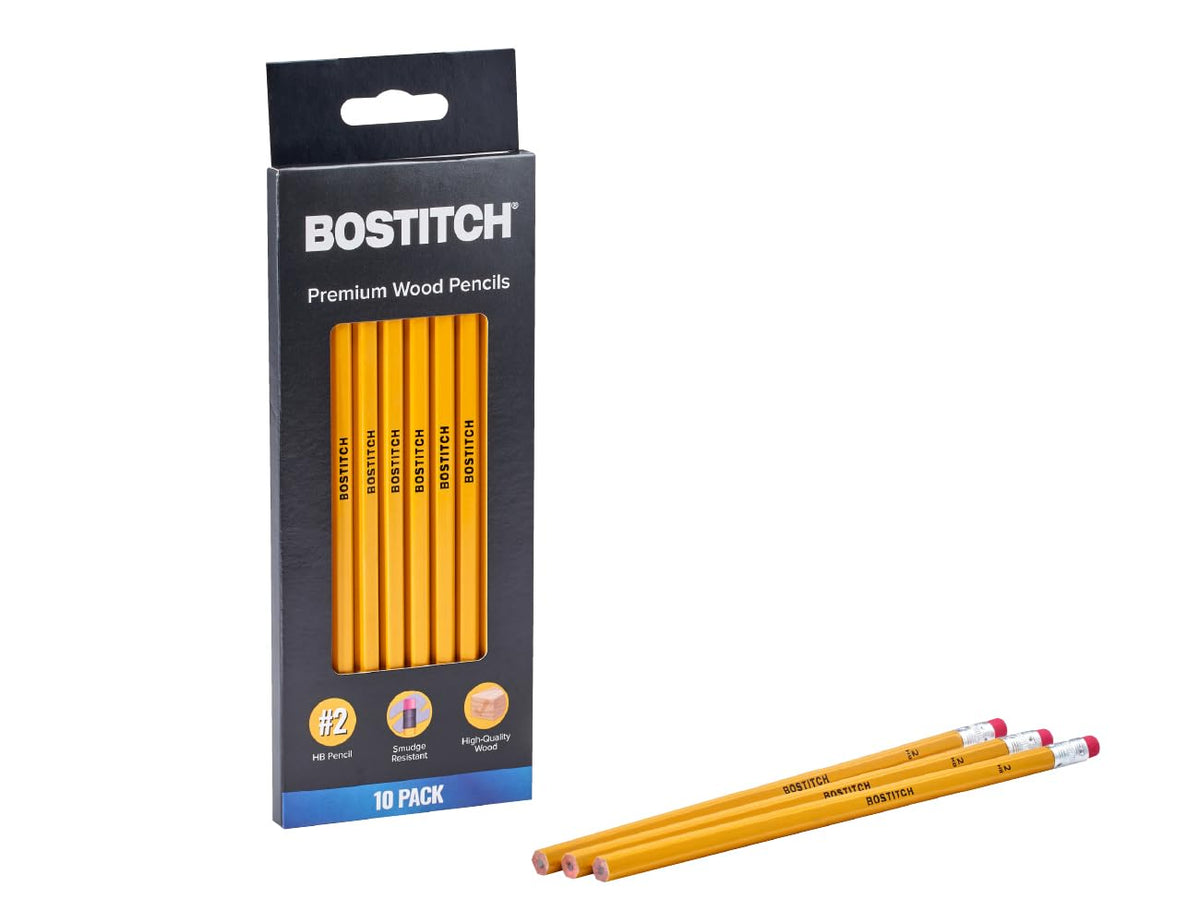 Bostitch Premium #2 Pencils, Premium Wood, Unsharpened, HB Graphite, 10-Pack