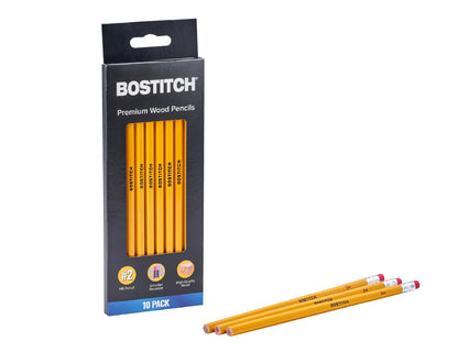 Bostitch Premium #2 Pencils, Premium Wood, Unsharpened, HB Graphite, 10-Pack