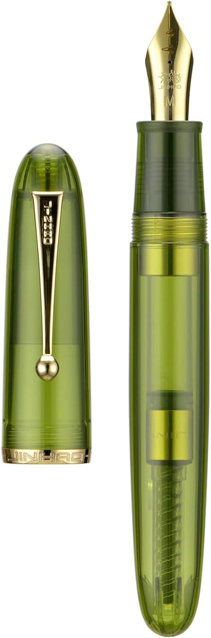 Jinhao 9019 Fountain Pen Dadao Series Green Acrylic #8 Heartbeat Fine Nib Large Converter Smooth Writing Instrument