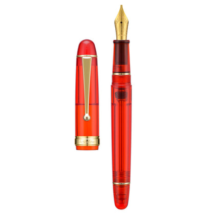 Asvine V126 Vacuum Filling Fountain Pen Fine Point, Brown Swirl Transparent Acrylic Pen Gift Case