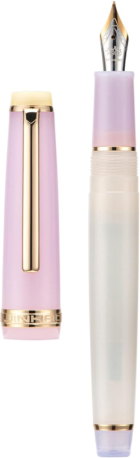3 Jinhao 82 Fountain Pen Transparent Mixed Morandi Color Acrylic Medium Point Gold Trim with Converter Set