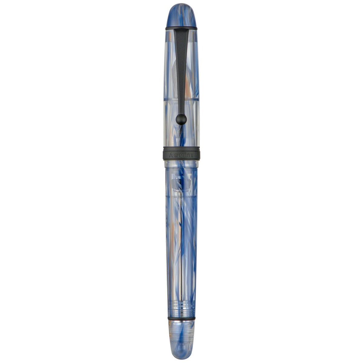 Asvine V126 Vacuum Filling Fountain Pen Fine Point, Brown Swirl Transparent Acrylic Pen Gift Case