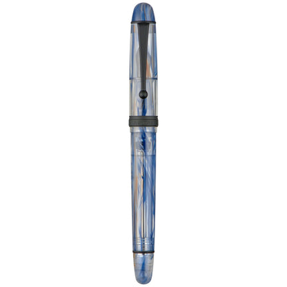 Asvine V126 Vacuum Filling Fountain Pen Fine Point, Brown Swirl Transparent Acrylic Pen Gift Case