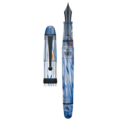 Asvine V126 Vacuum Filling Fountain Pen Fine Point, Brown Swirl Transparent Acrylic Pen Gift Case