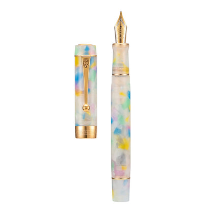 Jinhao 100 Fountain Pen Celluloid Classic Style, #6 Nib Smooth Writing Instrument with Refillable Converter and Pen Case Set
