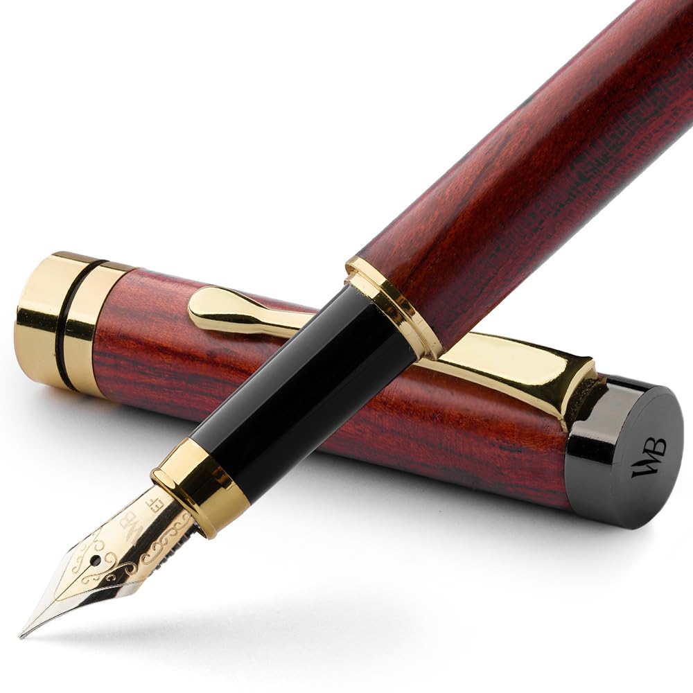 Wordsworth & Black Bamboo Wood Fountain Pen Set for Writing, Medium Nib