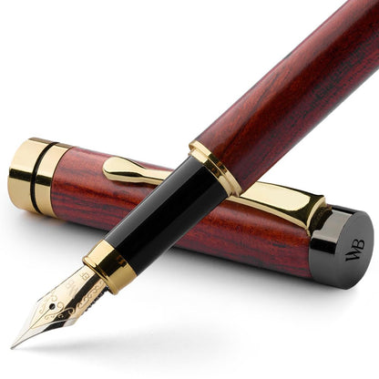 Wordsworth & Black Bamboo Wood Fountain Pen Set for Writing, Medium Nib